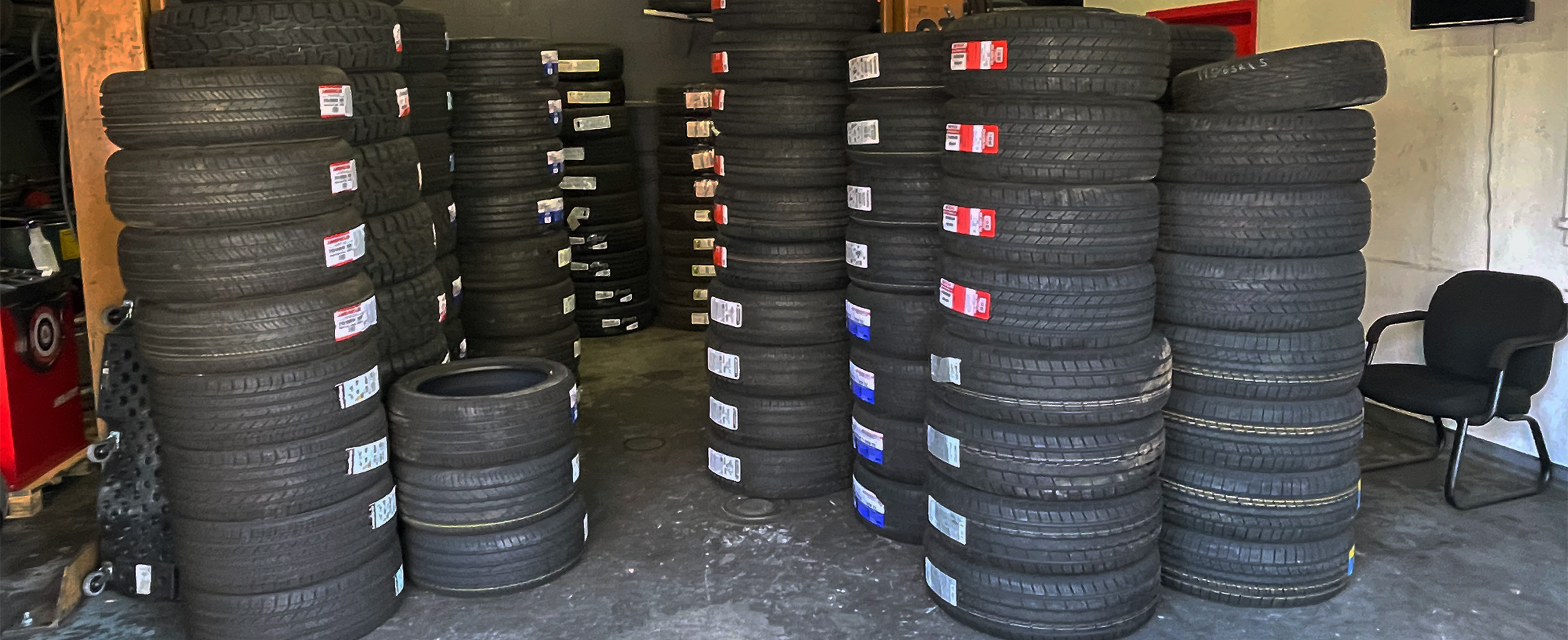 Full stock of new tires or we order the tire that you want.